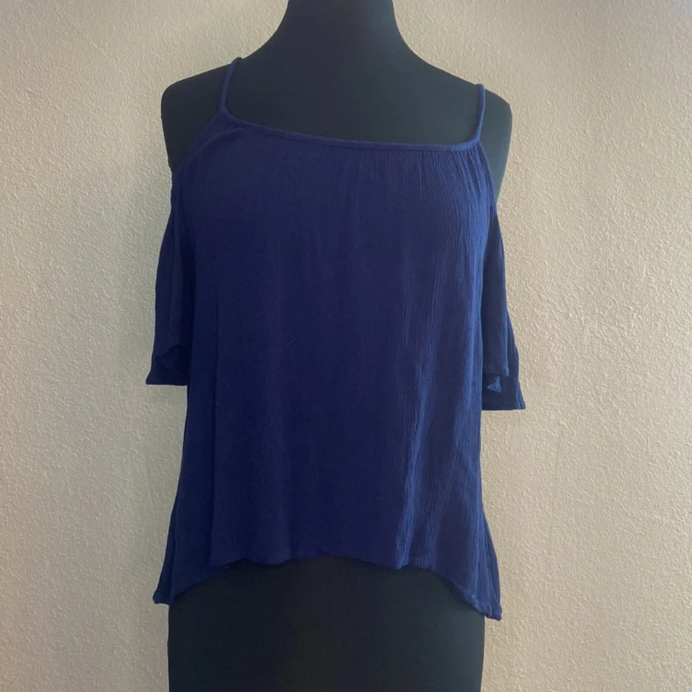 Navy off shoulder top, medium, one clothing